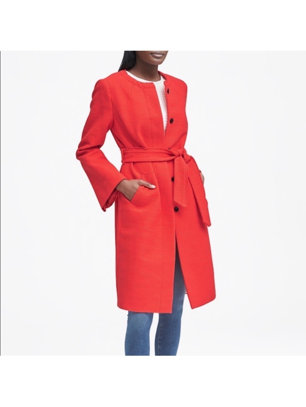 BANANA REPUBLIC BOUCLE BELTED LONG COAT ( New without tags) Size L